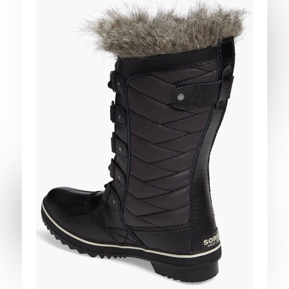 SOREL 8.5 Tolfino II Faux Fur Lined Waterproof Boot Black Gray Tall Lace up - Picture 3 of 15